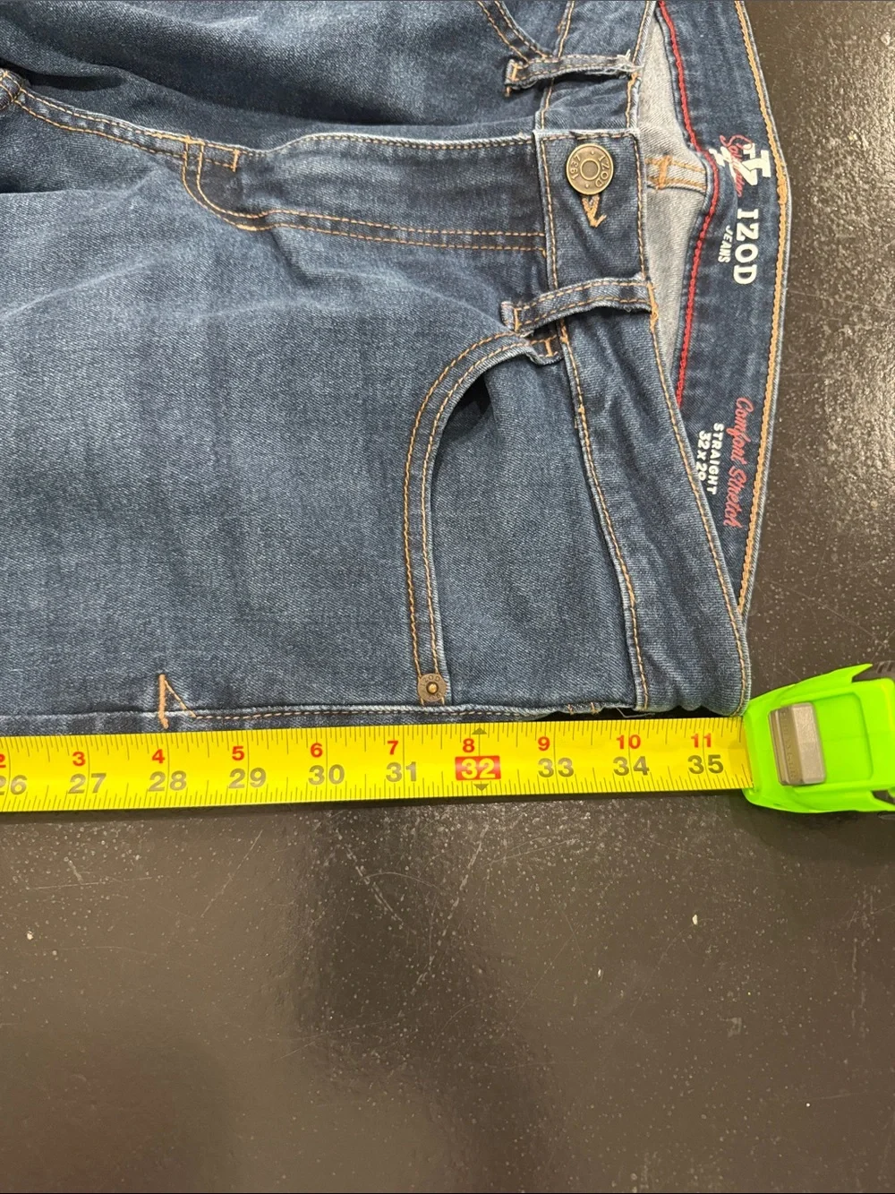 Izod Men's Dark Blue Slim Straight Jeans